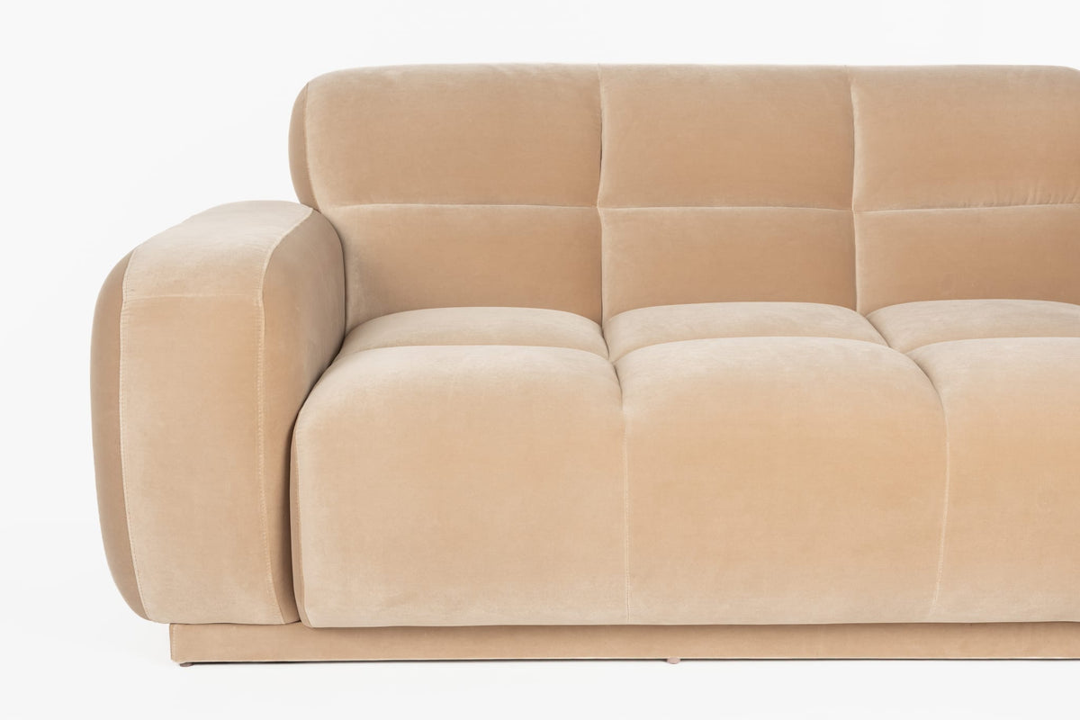 Canapé d'angle droit 6 places en velours beige 353x78cm Hazel - Zuiver — vue 8