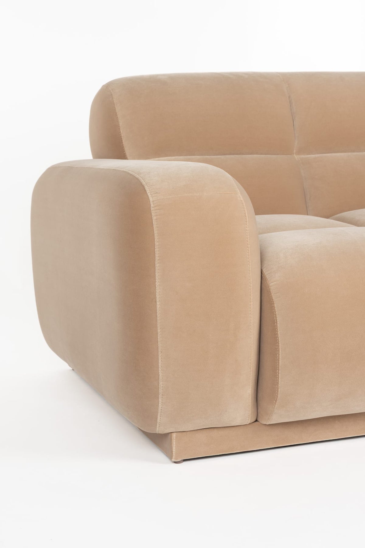 Canapé d'angle droit 6 places en velours beige 353x78cm Hazel - Zuiver — vue 9