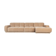 Canapé d'angle droit 6 places en velours beige 353x78cm Hazel - Zuiver