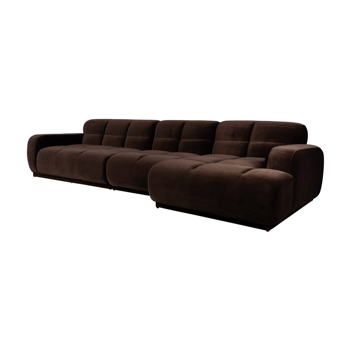 Canapé d'angle droit 6 places en velours marron 353x78cm Hazel - Zuiver — vue 2