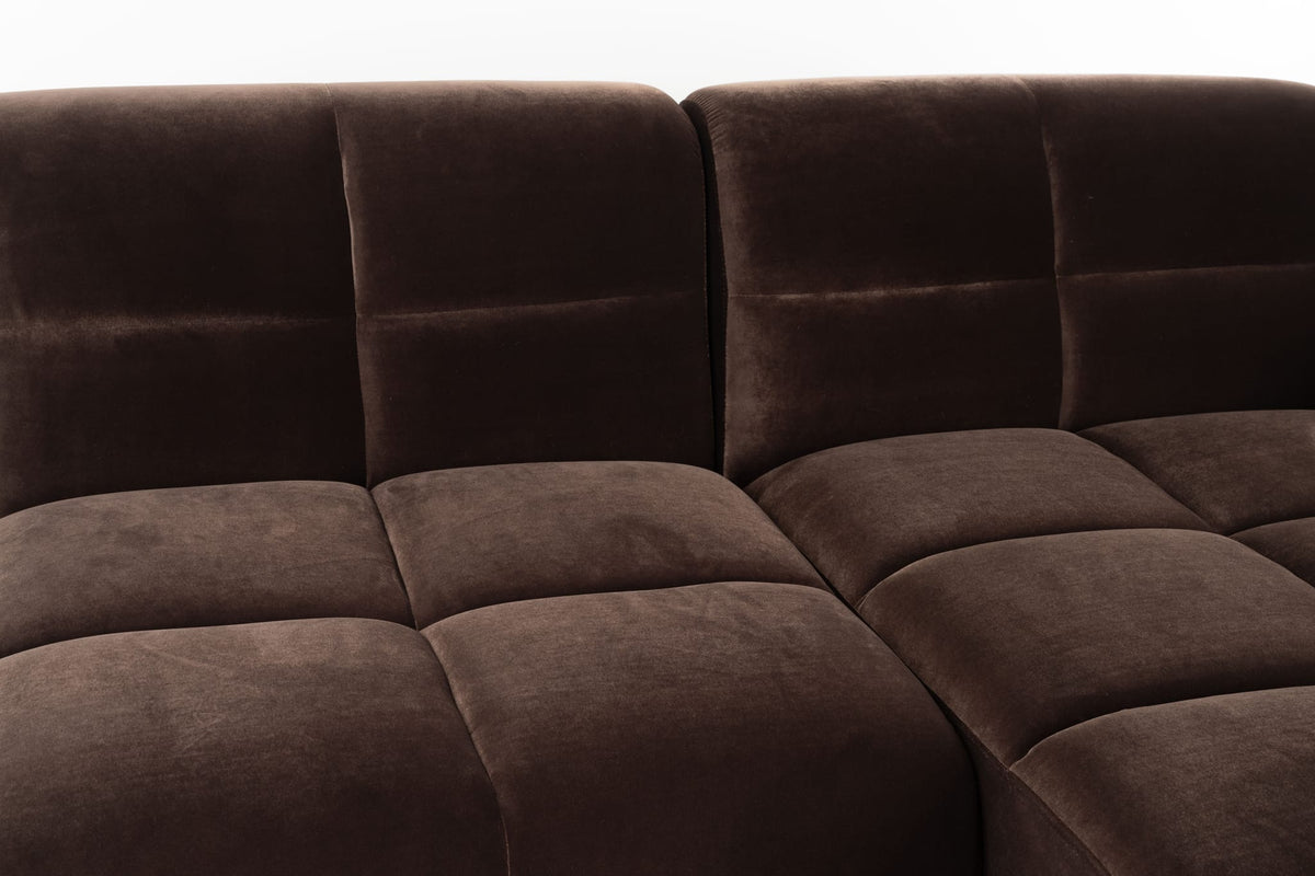 Canapé d'angle droit 6 places en velours marron 353x78cm Hazel - Zuiver — vue 6