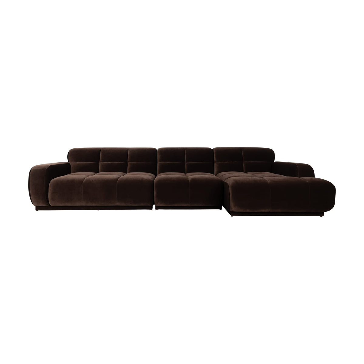Canapé d'angle droit 6 places en velours marron 353x78cm Hazel - Zuiver