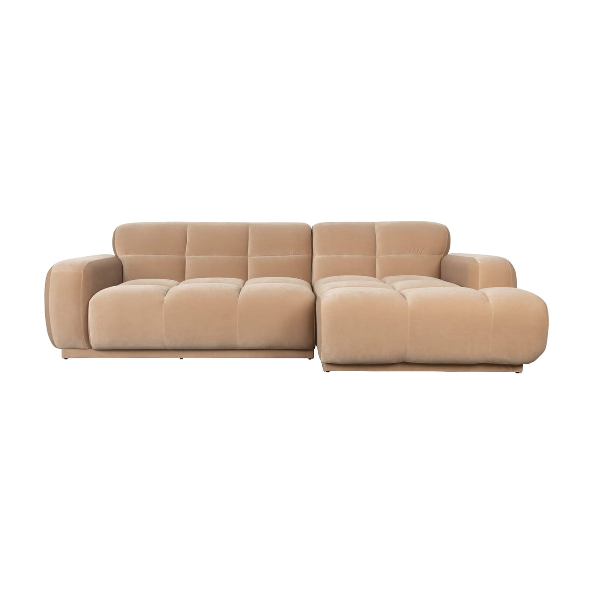 Canapé d'angle droit en velours beige 267x267x76cm Hazel - Zuiver