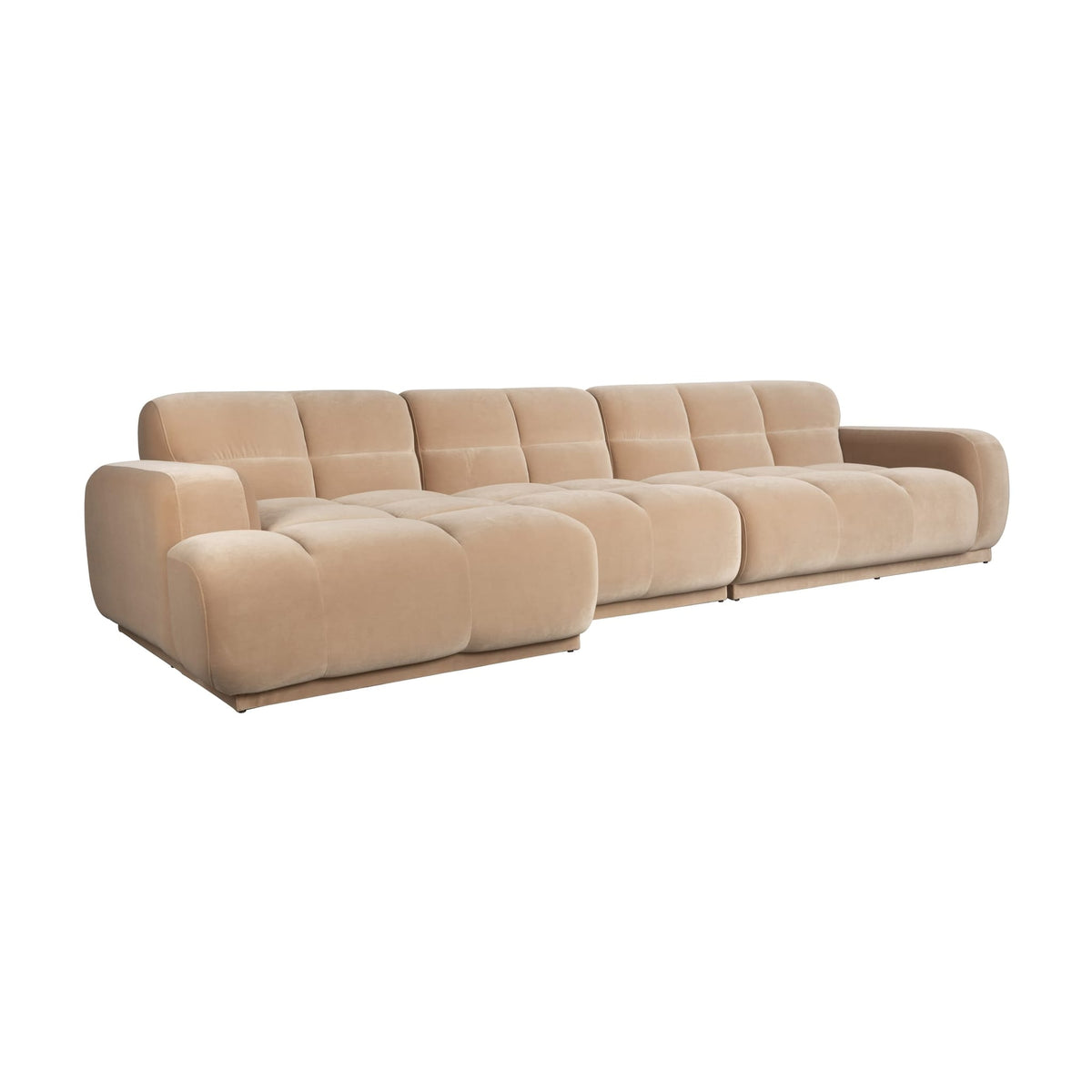 Canapé d'angle gauche 6 places en velours beige 353x78cm Hazel - Zuiver — vue 2