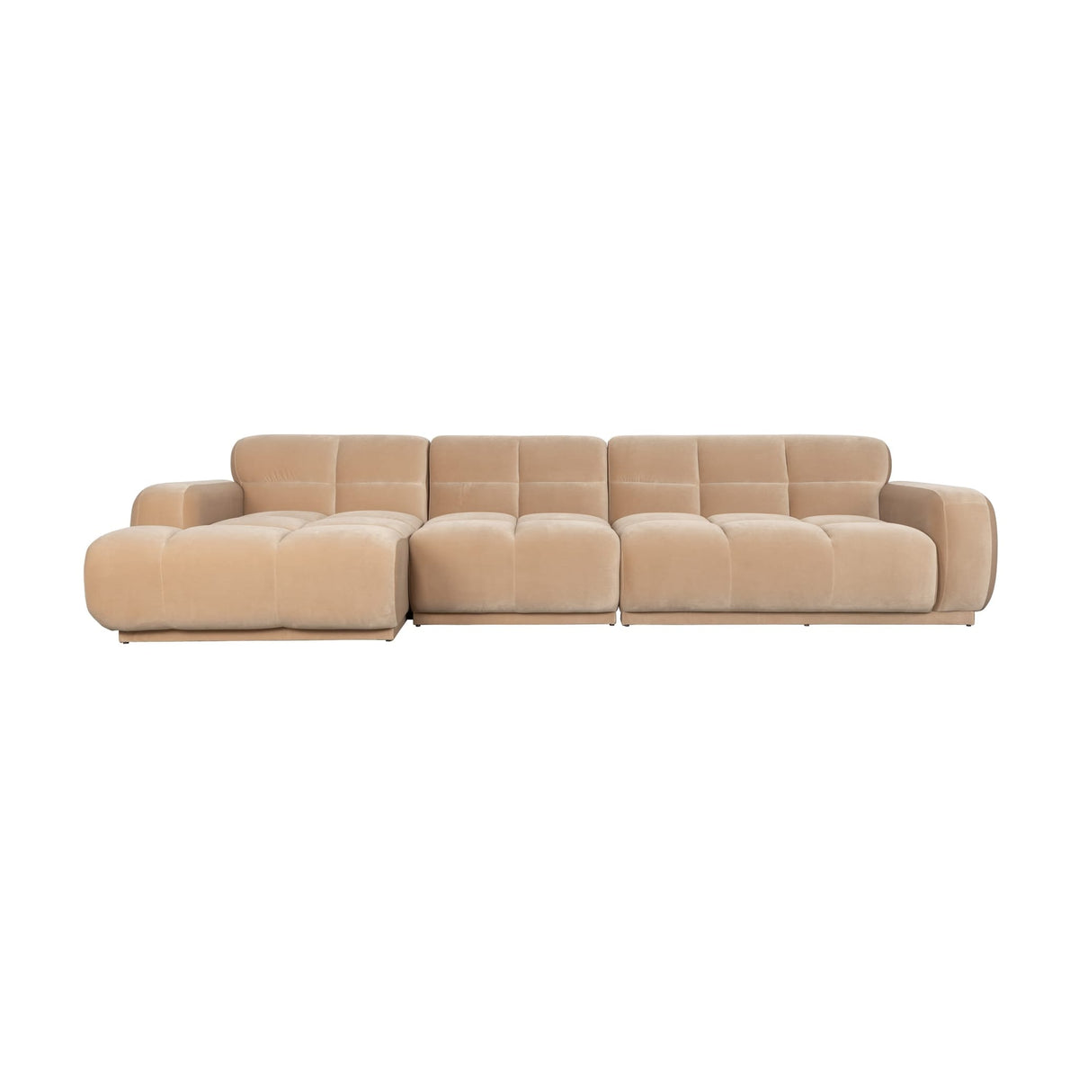 Canapé d'angle gauche 6 places en velours beige 353x78cm Hazel - Zuiver
