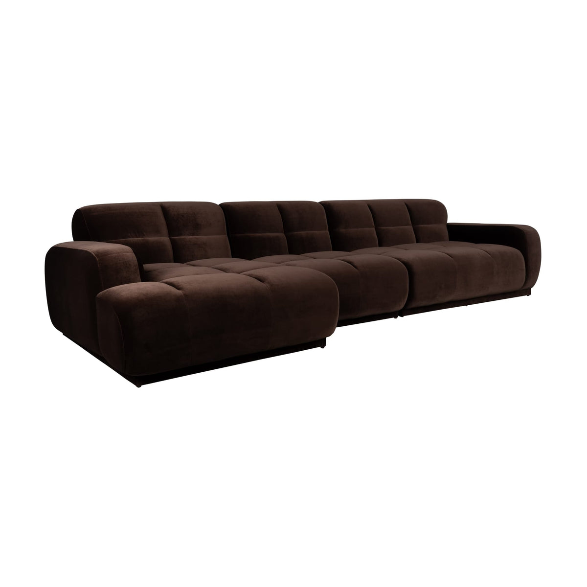 Canapé d'angle gauche 6 places en velours marron 353x78cm Hazel - Zuiver — vue 2