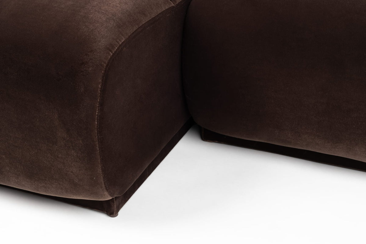 Canapé d'angle gauche 6 places en velours marron 353x78cm Hazel - Zuiver — vue 7