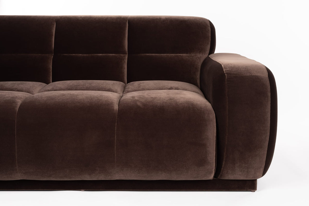 Canapé d'angle gauche 6 places en velours marron 353x78cm Hazel - Zuiver — vue 8