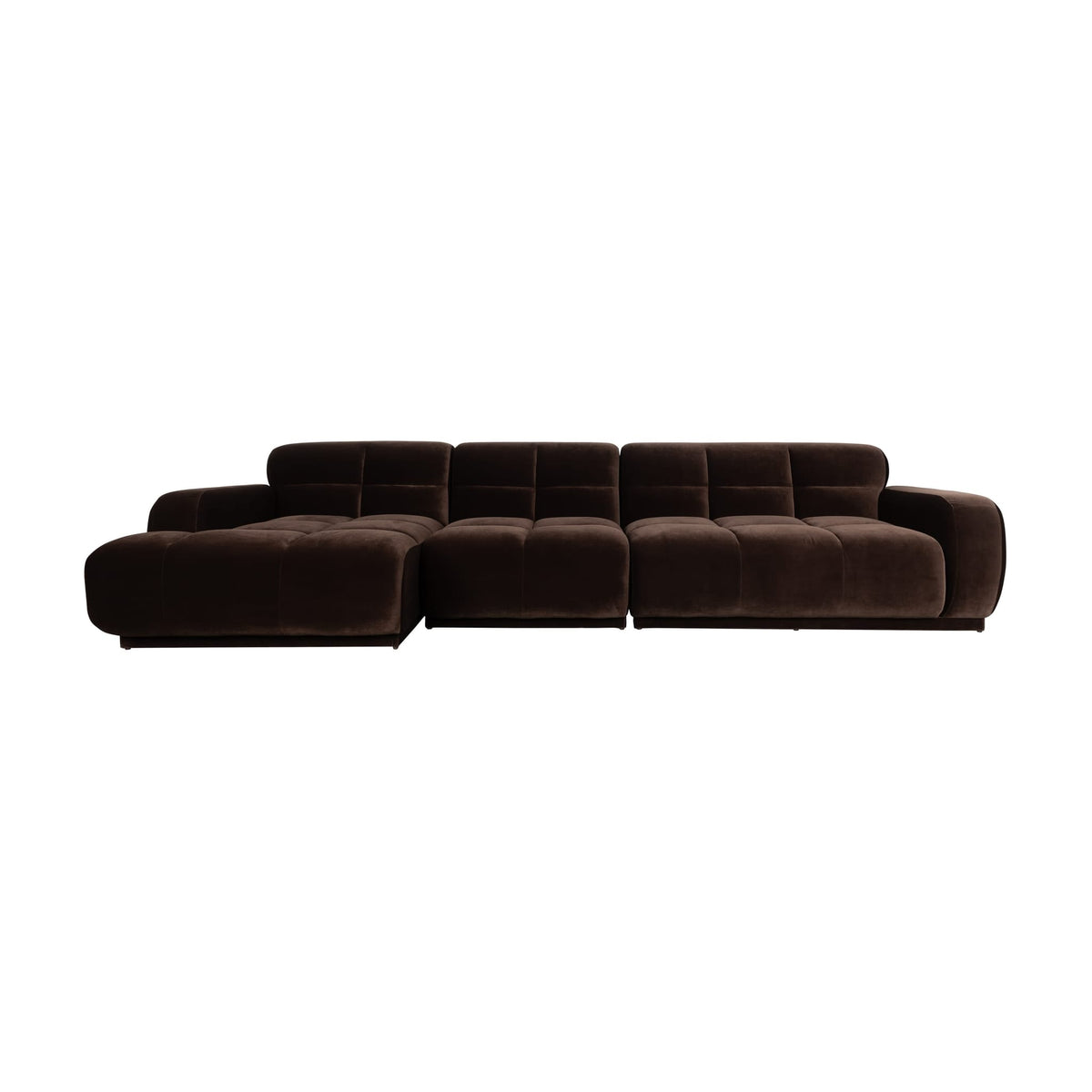 Canapé d'angle gauche 6 places en velours marron 353x78cm Hazel - Zuiver