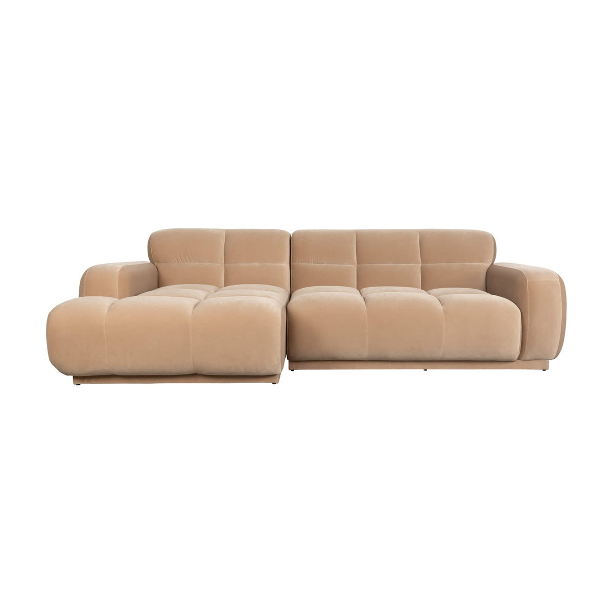 Canapé d'angle gauche en velours beige 267x267x76cm Hazel - Zuiver