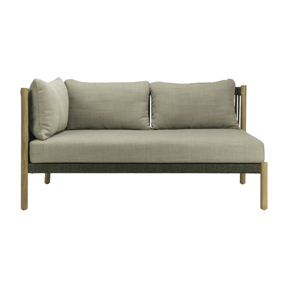 angle straight sofa in rope and teak Lento - Vincent Sheppard - The Cool Republic