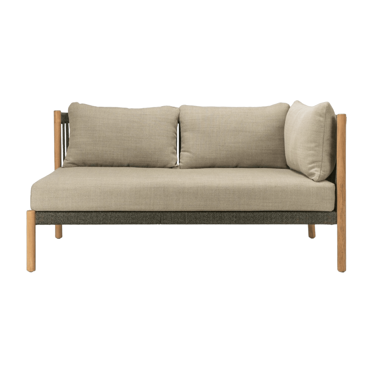 Sofa from angle left in rope and teak Lento - Vincent Sheppard - The Cool Republic