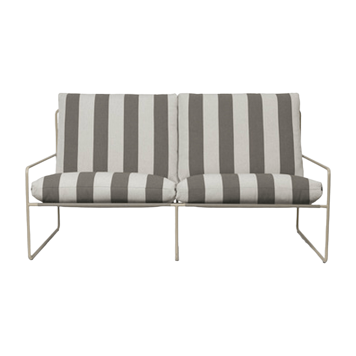 Canapé d'extérieur 2 places en vinyl rayé et acier beige 78 x 93 cm Desert Stripe - Ferm Living - The Cool Republic