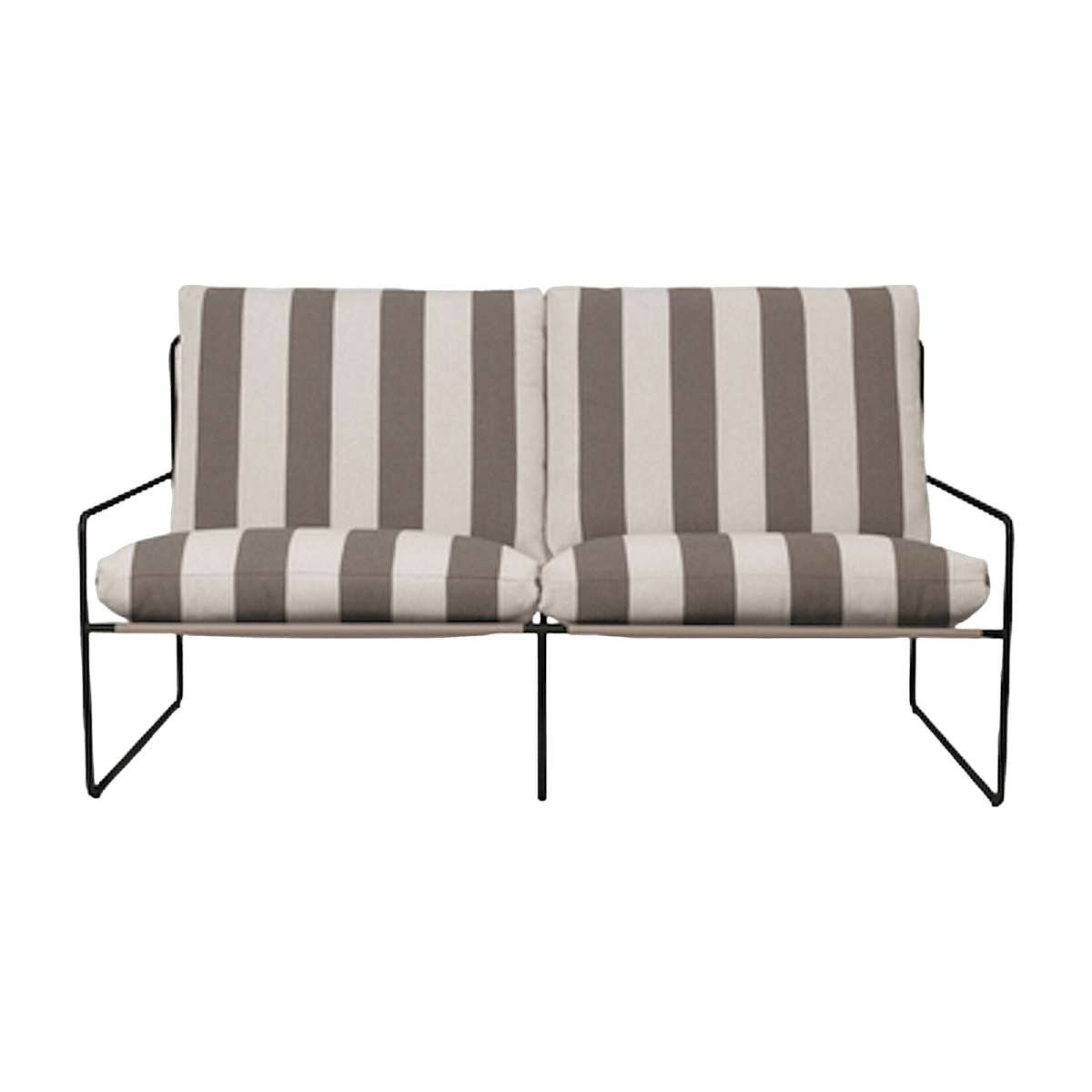 Canapé d'extérieur 2 places en vinyl rayé et acier noir 78 x 93 cm Desert Stripe - Ferm Living - The Cool Republic