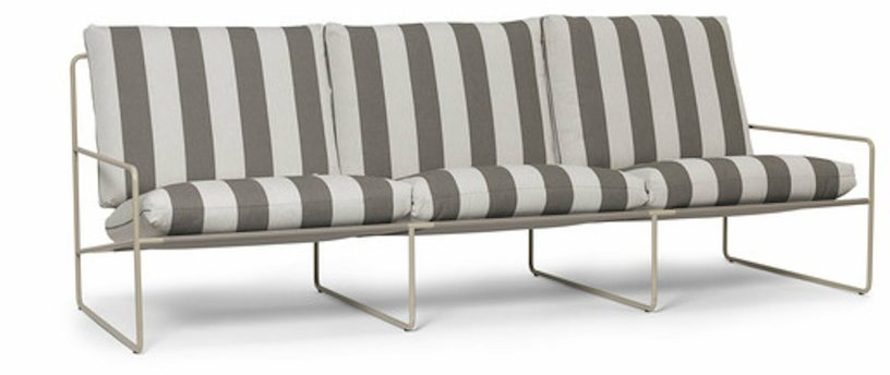 Canapé d'extérieur 3 places en vinyl rayé et acier beige 78 x 93 cm Desert Stripe - Ferm Living - The Cool Republic