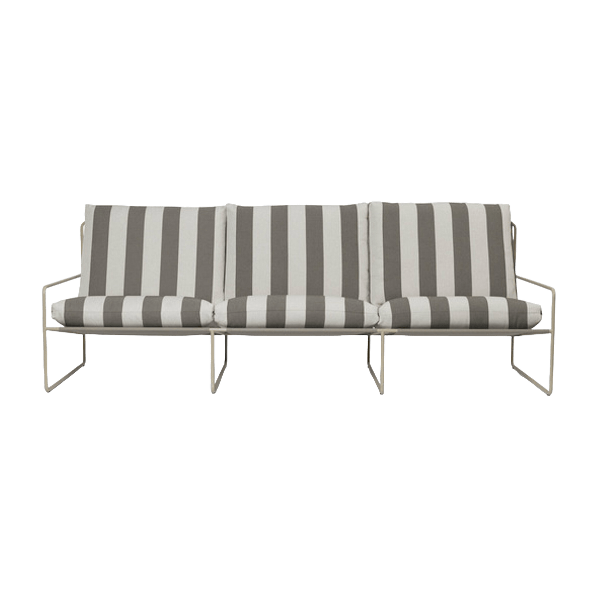 Canapé d'extérieur 3 places en vinyl rayé et acier beige 78 x 93 cm Desert Stripe - Ferm Living - The Cool Republic