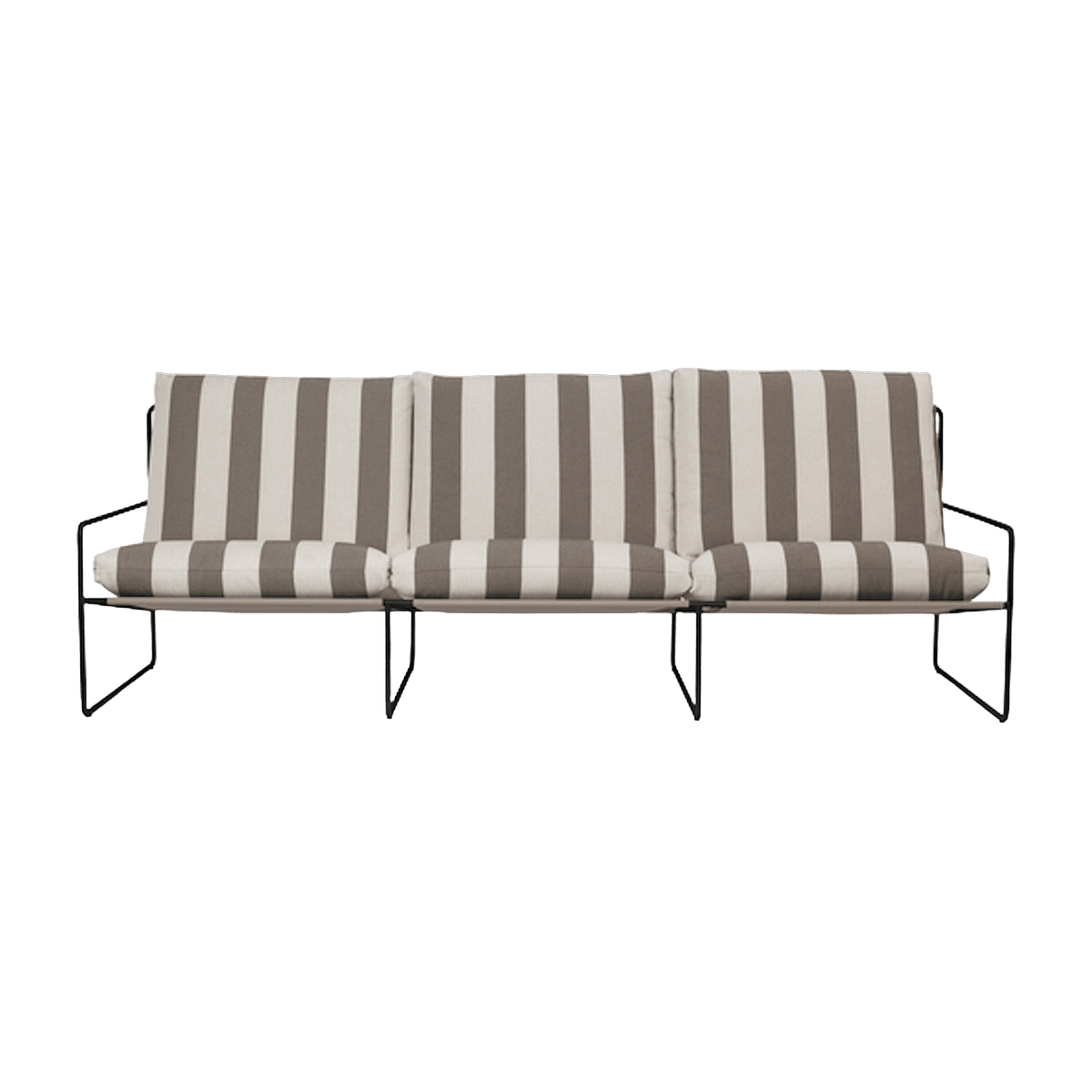 Canapé d'extérieur 3 places en vinyl rayé et acier noir 78 x 93 cm Desert Stripe - Ferm Living - The Cool Republic