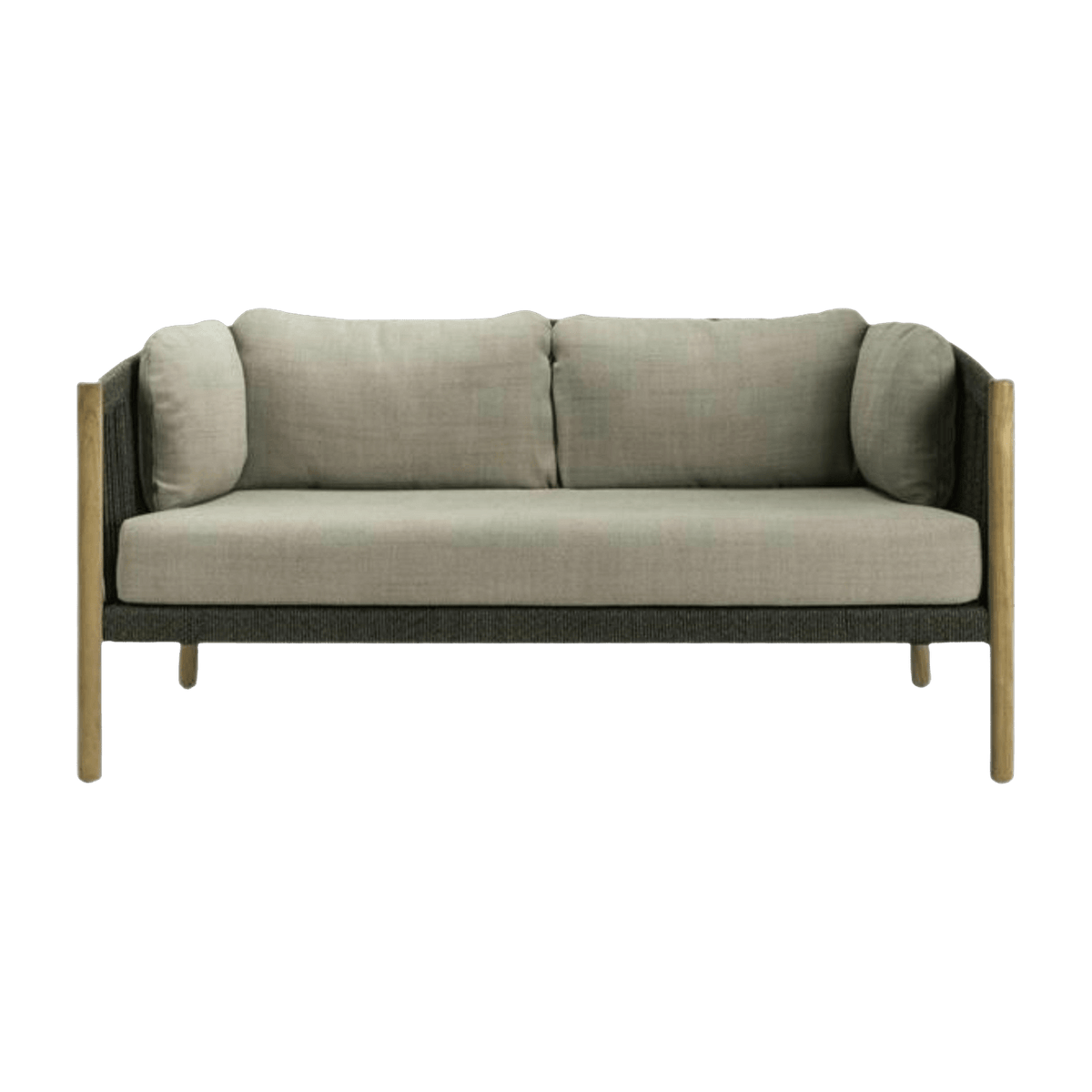 Black outdoor sofa and gray fabric stone with cushions 2. 5S Lento - Vincent Sheppard - The Cool Republic