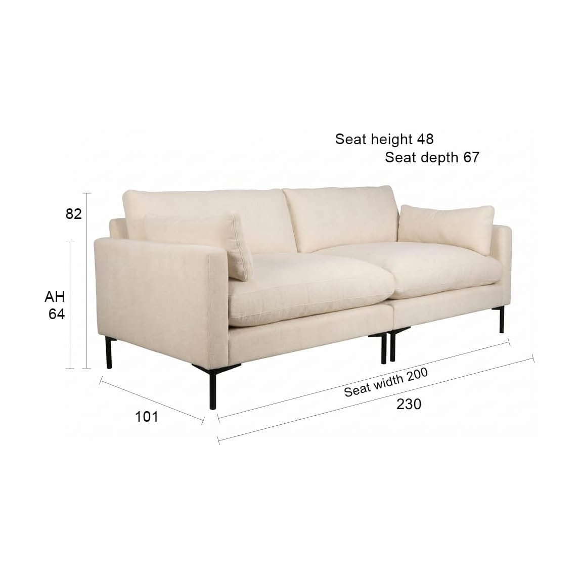Canapé droit 3 places en tissu beige 101x230x82cm Summer - Zuiver — vue 9
