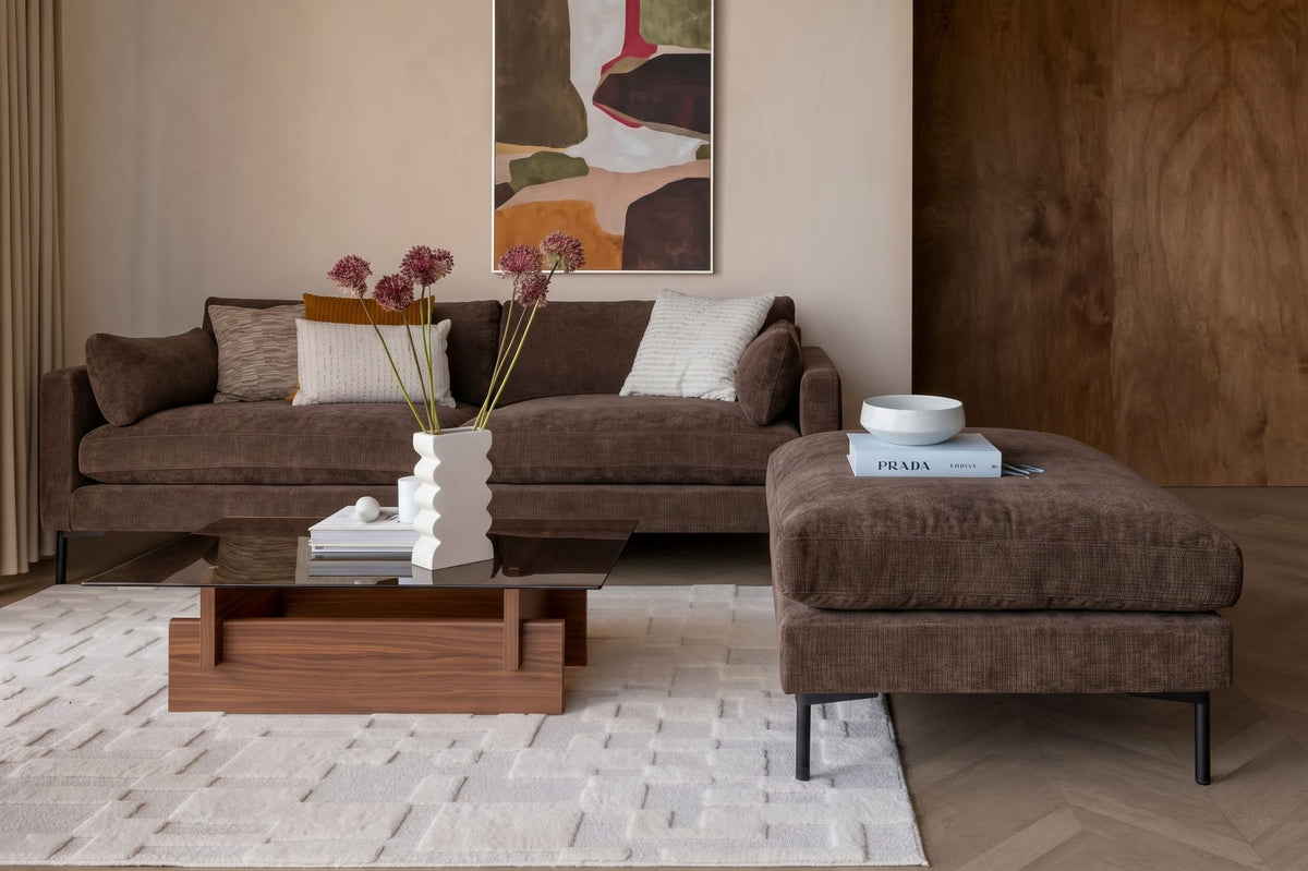Canapé droit 3 places en tissu marron foncé 101x230x82cm Summer - Zuiver — vue 2