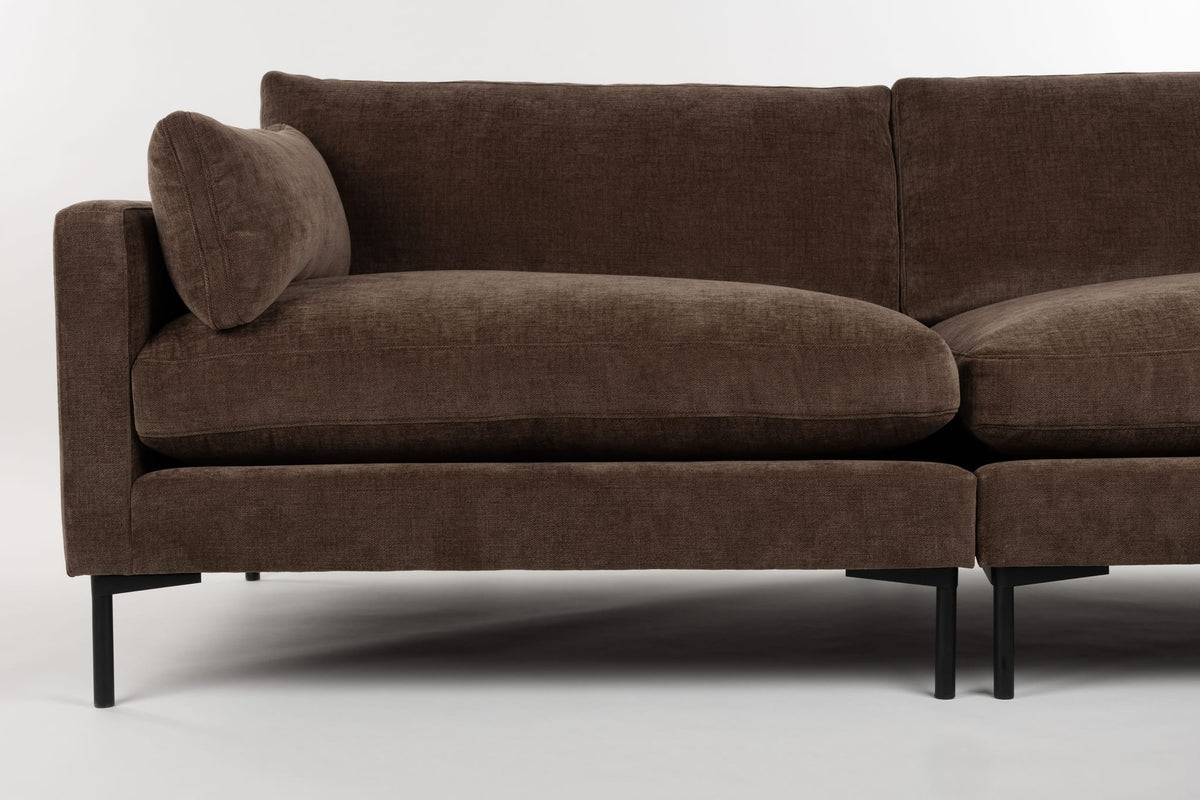 Canapé droit 3 places en tissu marron foncé 101x230x82cm Summer - Zuiver — vue 3