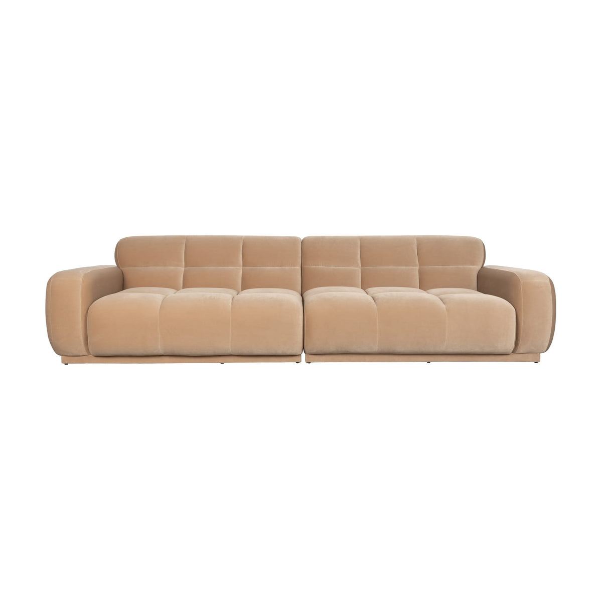 Canapé droit 4,5 places en velours beige 308x78cm Hazel - Zuiver