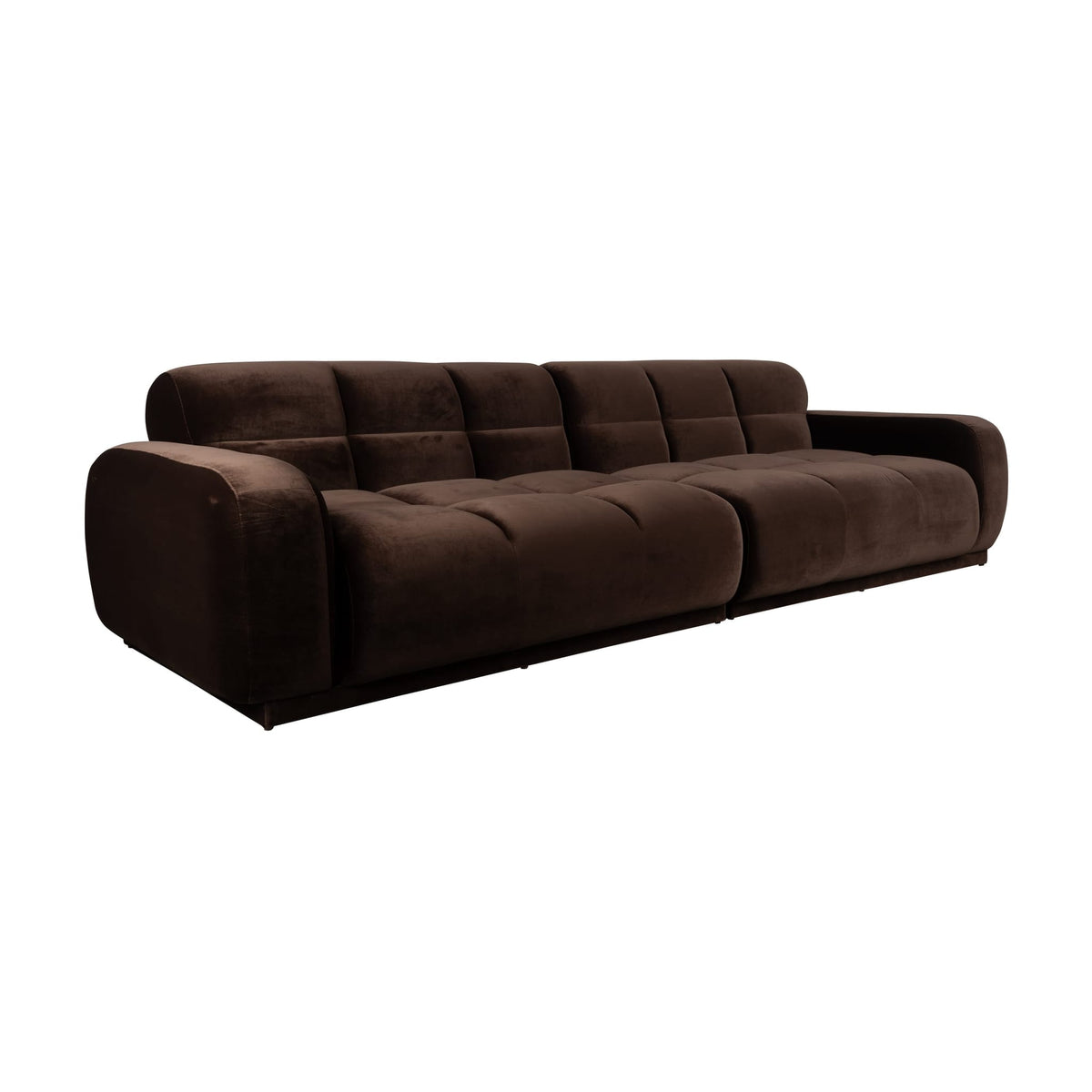 Canapé droit 4,5 places en velours marron 308x78cm Hazel - Zuiver — vue 2