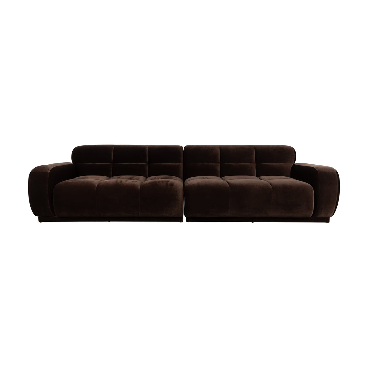 Canapé droit 4,5 places en velours marron 308x78cm Hazel - Zuiver