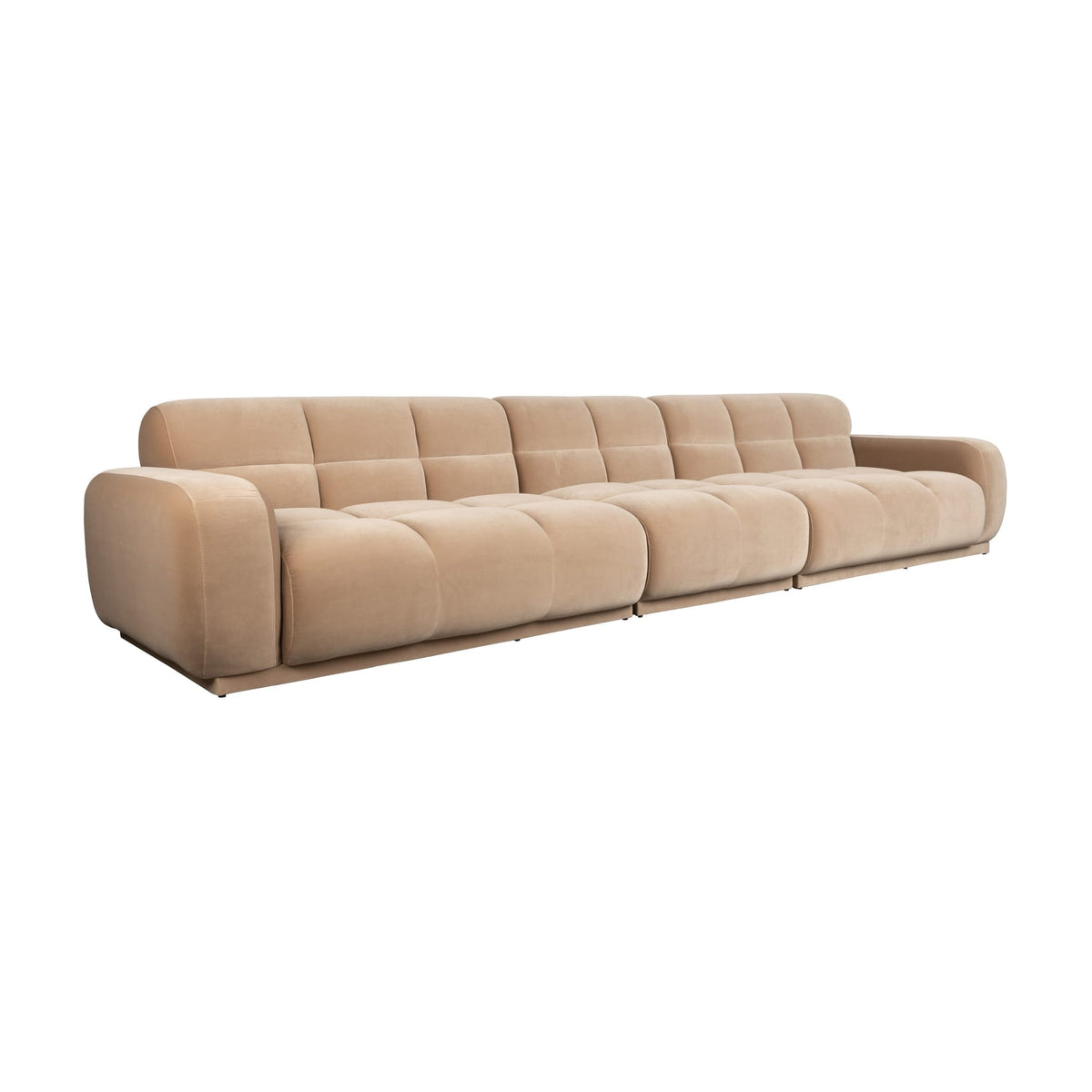 Canapé droit 6 places en velours beige 353x78cm Hazel - Zuiver — vue 2