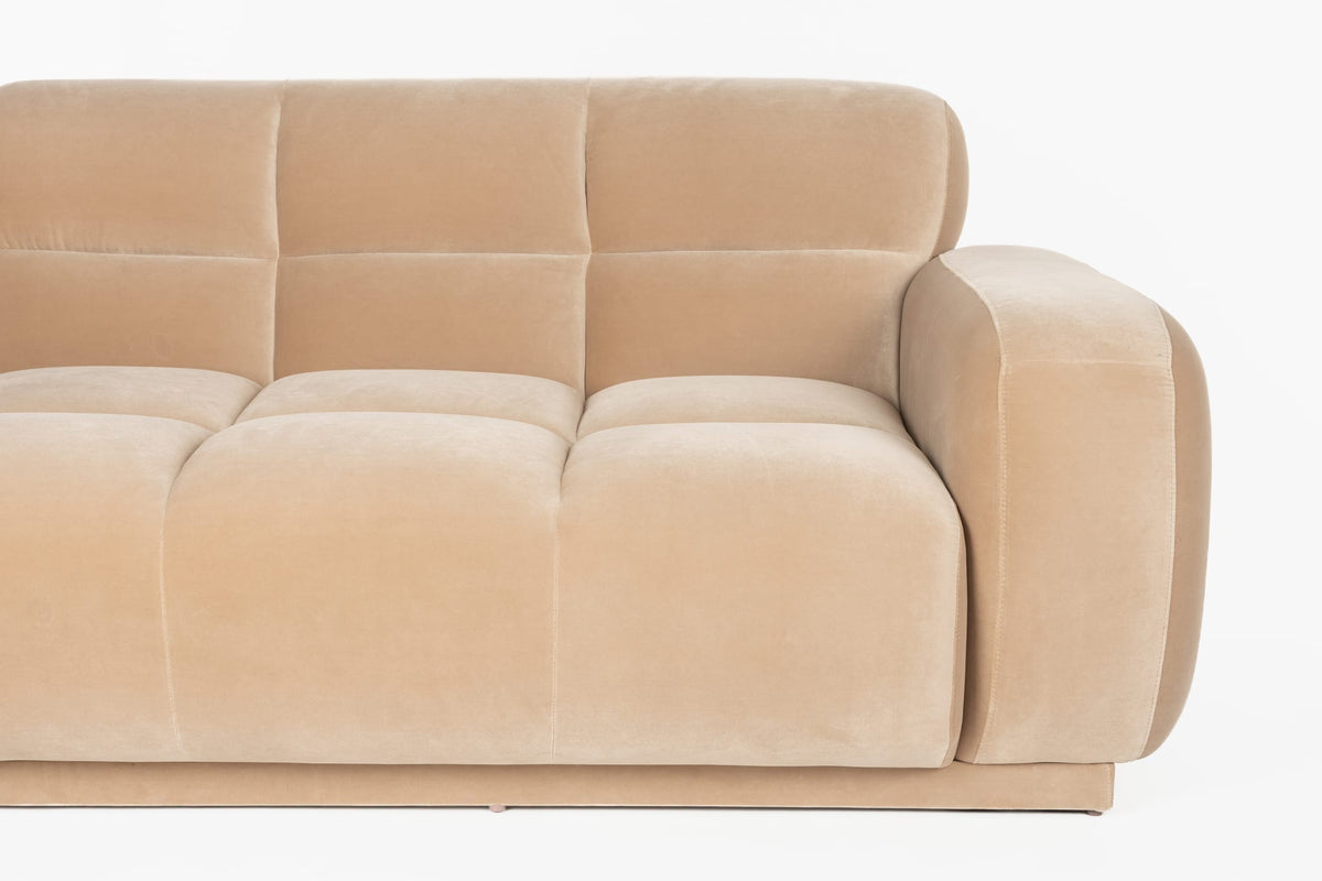 Canapé droit 6 places en velours beige 353x78cm Hazel - Zuiver — vue 4