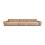 Canapé droit 6 places en velours beige 353x78cm Hazel - Zuiver
