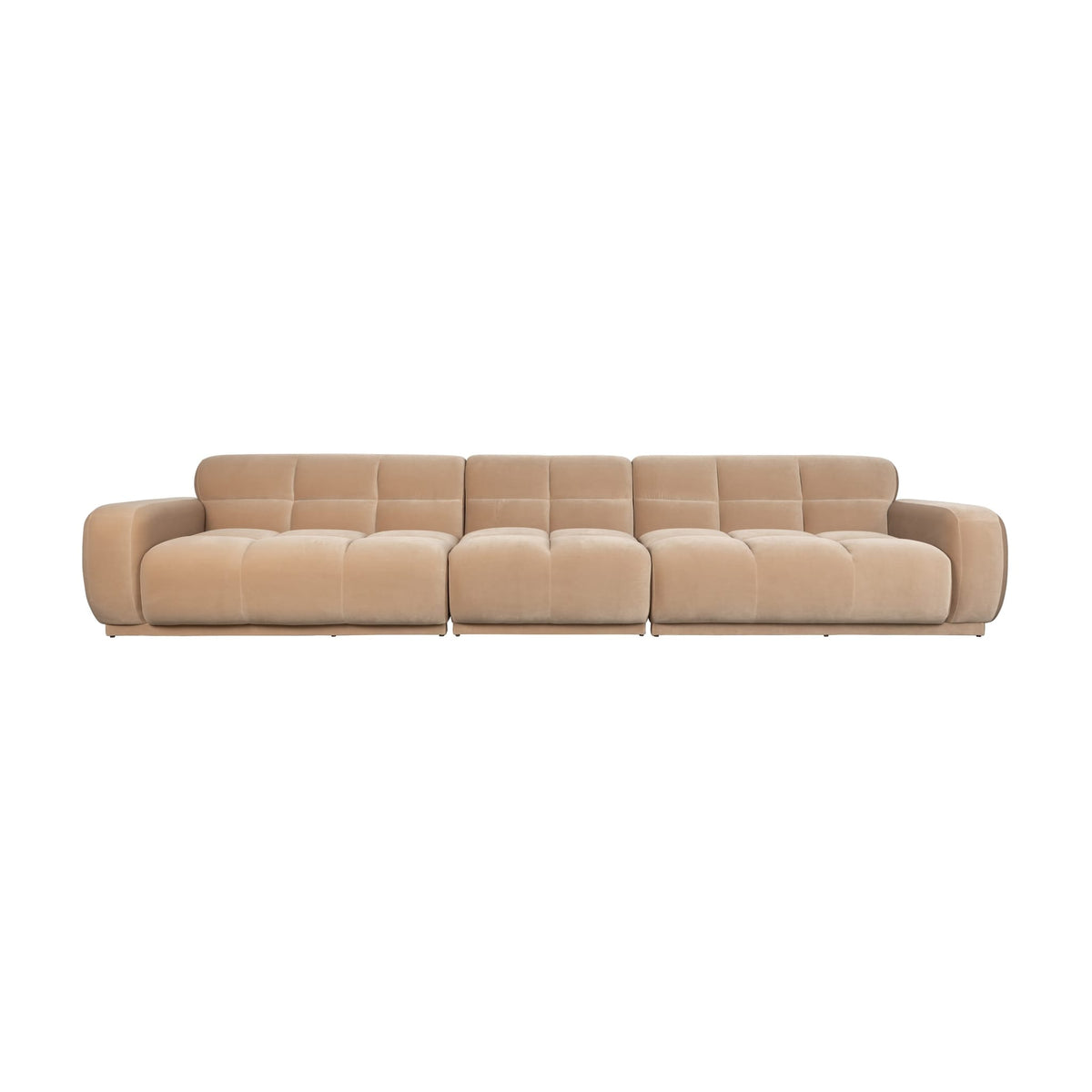 Canapé droit 6 places en velours beige 353x78cm Hazel - Zuiver