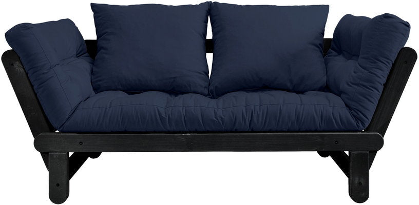 Canapé en bois noir convertible 2 places bleu marine Beat - Karup Design - The Cool Republic