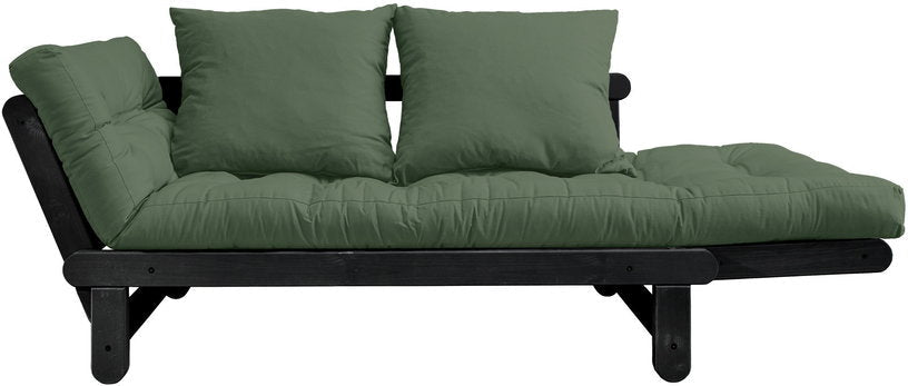 Canapé en bois noir convertible 2 places vert olive Beat - Karup Design - The Cool Republic