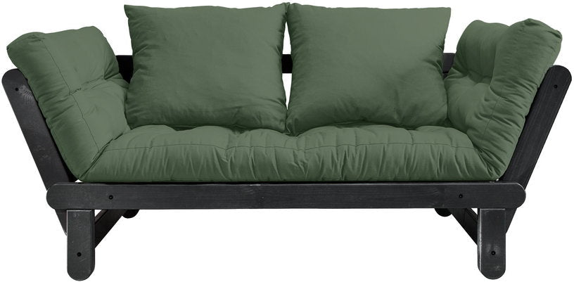 Canapé en bois noir convertible 2 places vert olive Beat - Karup Design - The Cool Republic