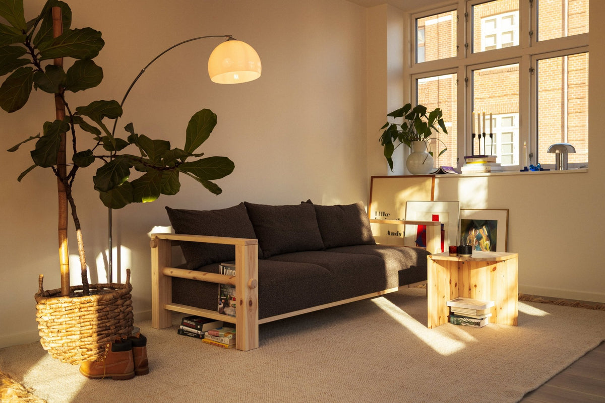 Canapé en pin et son futon warm sand 94x225x82cm Bare - Karup Design - The Cool Republic