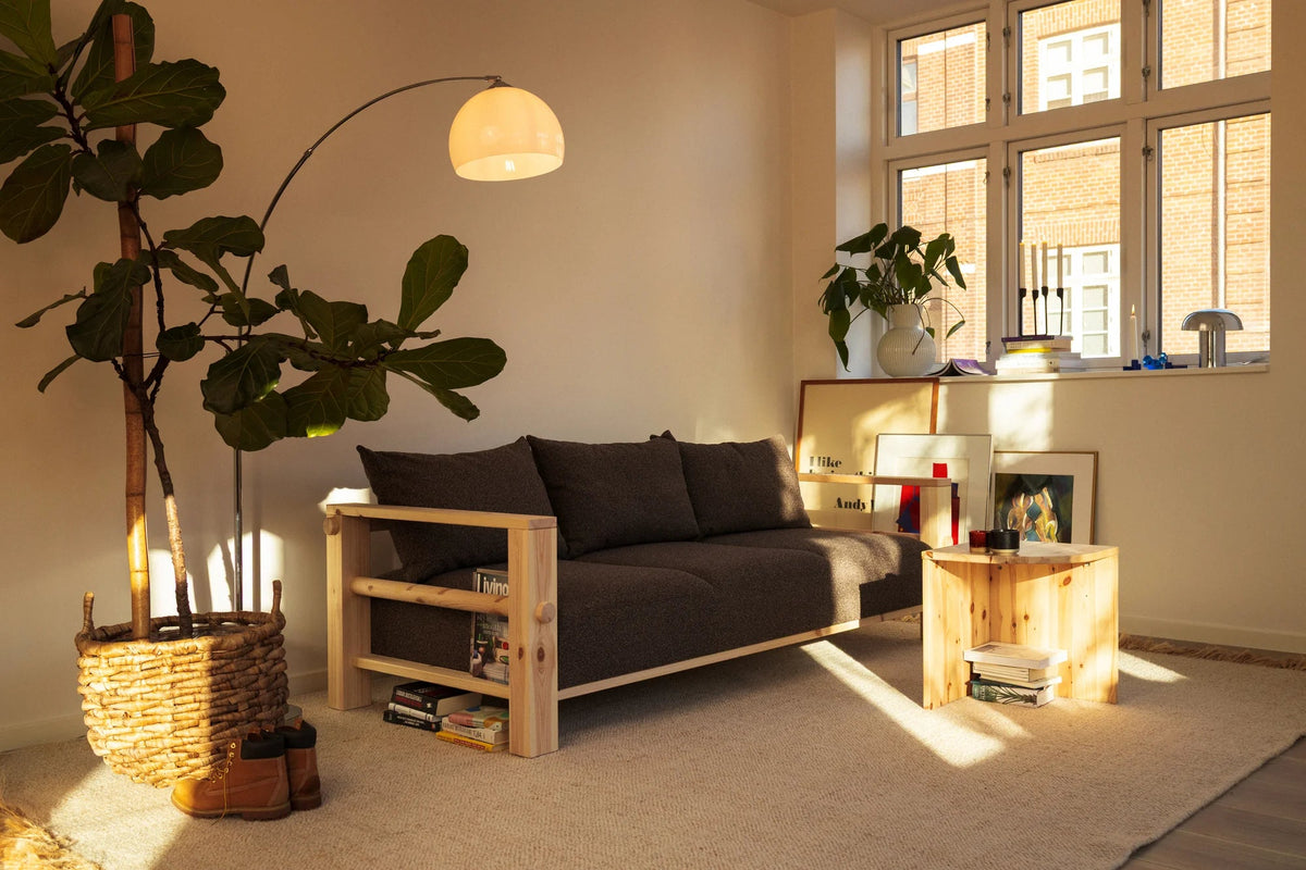 Canapé en pin foncé et son futon clair 94x225x82cm Bare - Karup Design - The Cool Republic