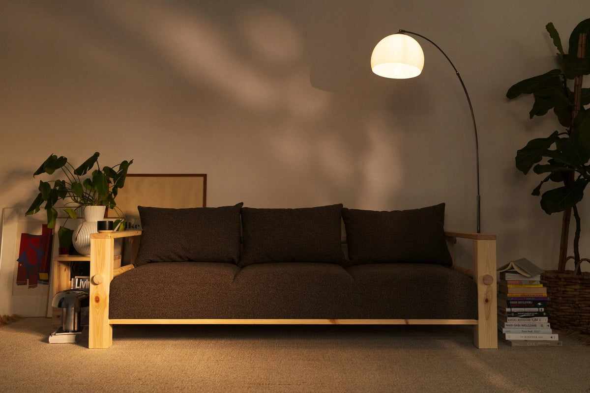Canapé en pin foncé et son futon clair 94x225x82cm Bare - Karup Design - The Cool Republic