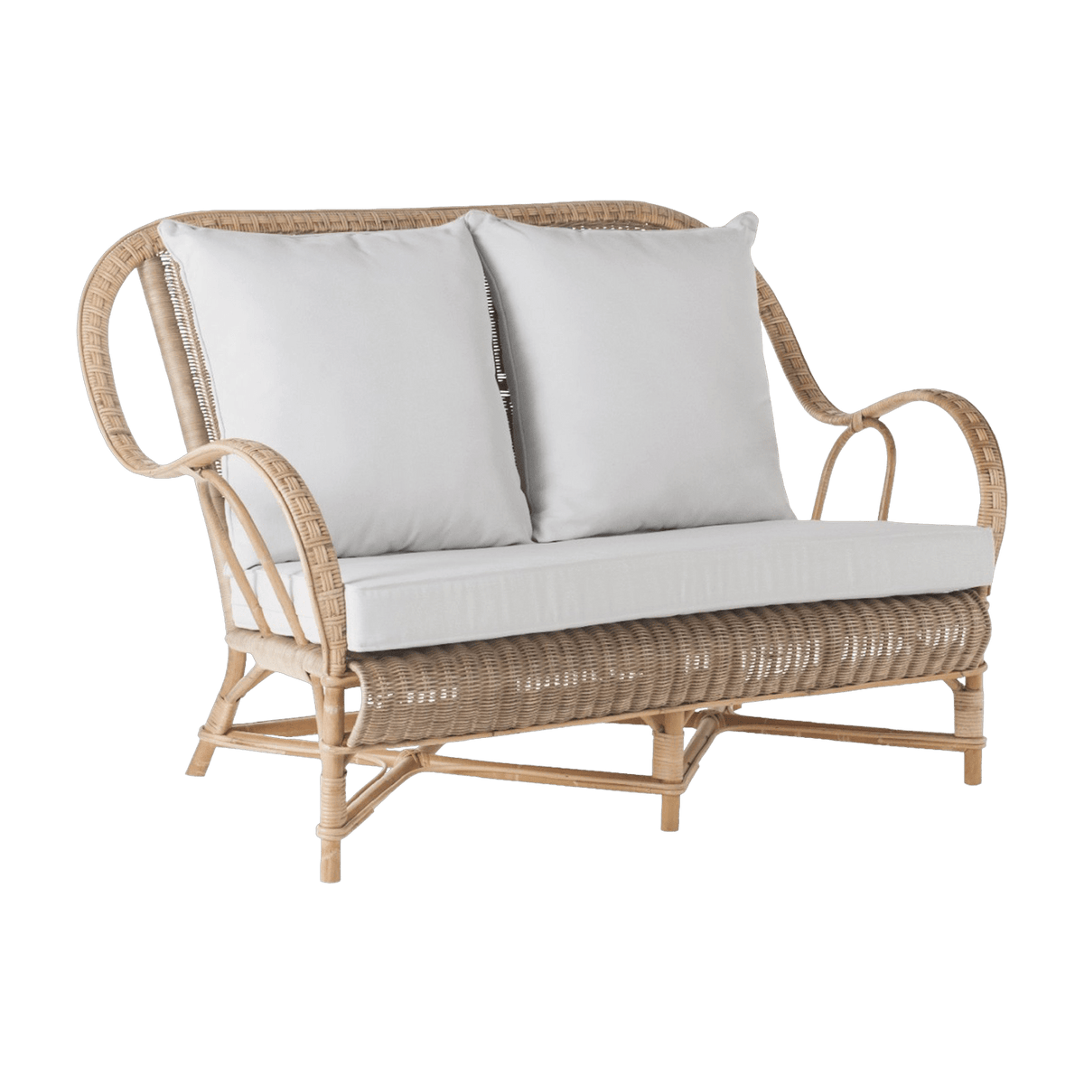 Canapé en rotin patiné vieilli avec coussin Nantucket - KOK - The Cool Republic