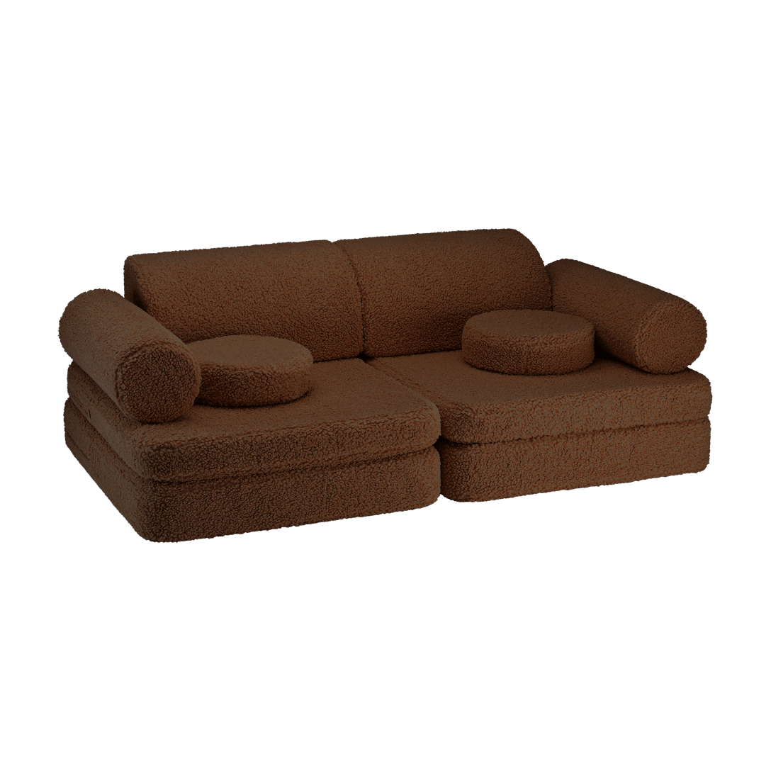 Canapé en teddy bouclé marron 132x78x46cm Warm Hazel - Wigiwama - The Cool Republic