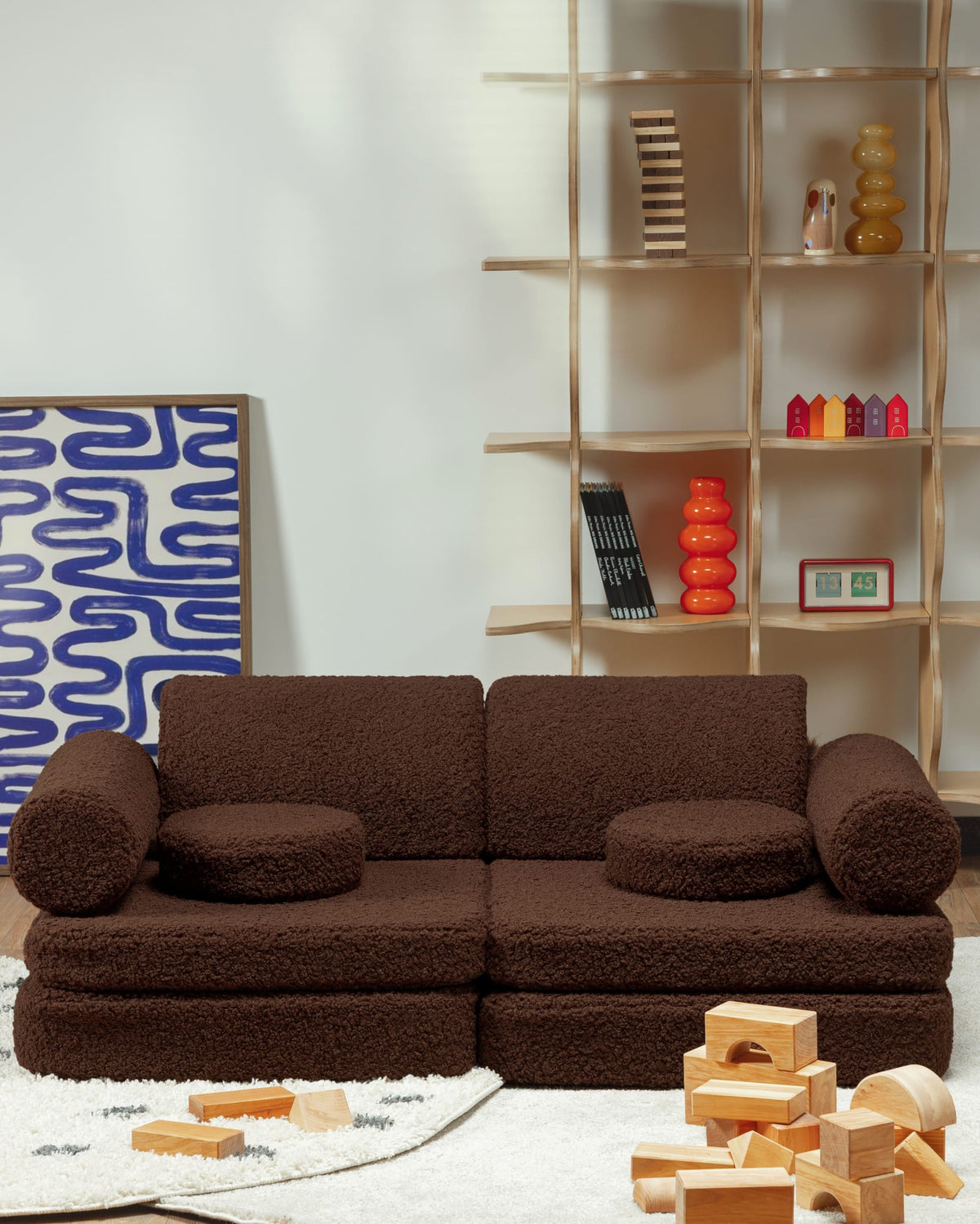 Canapé en teddy bouclé marron 132x78x46cm Warm Hazel - Wigiwama — vue 4