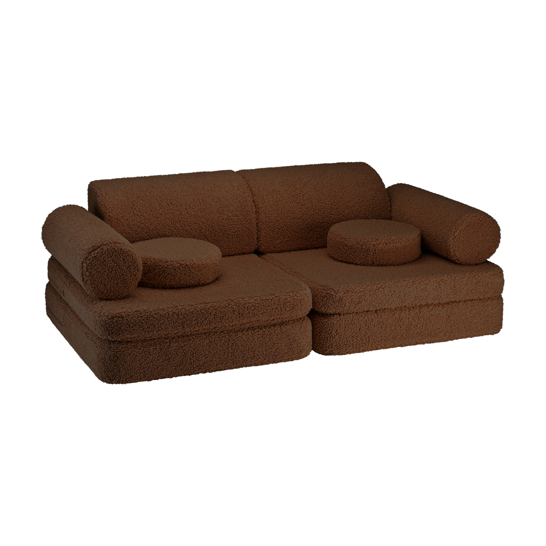 Canapé en teddy bouclé marron 132x78x46cm Warm Hazel - Wigiwama