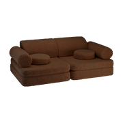 Canapé en teddy bouclé marron 132x78x46cm Warm Hazel - Wigiwama
