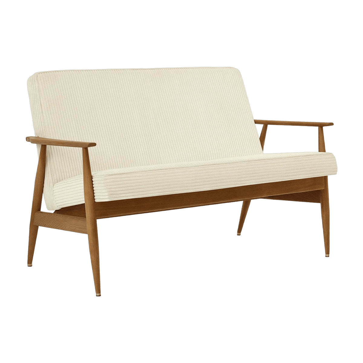 Canapé en tissu cord crème et frêne foncé 120 cm Fox - 366 Concept - The Cool Republic