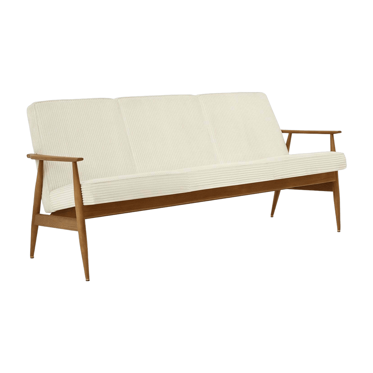 Canapé en tissu cord crème et frêne foncé 170 cm Fox - 366 Concept - The Cool Republic