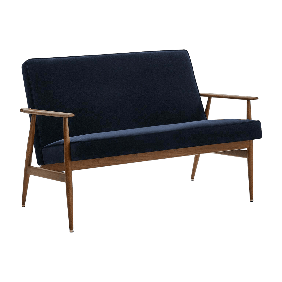 Canapé en velours indigo et frêne foncé 120 cm Fox - 366 Concept - The Cool Republic