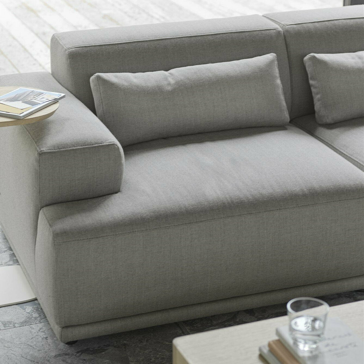 Canapé gris clair 2 places angle gauche Connect Soft - Muuto - The Cool Republic