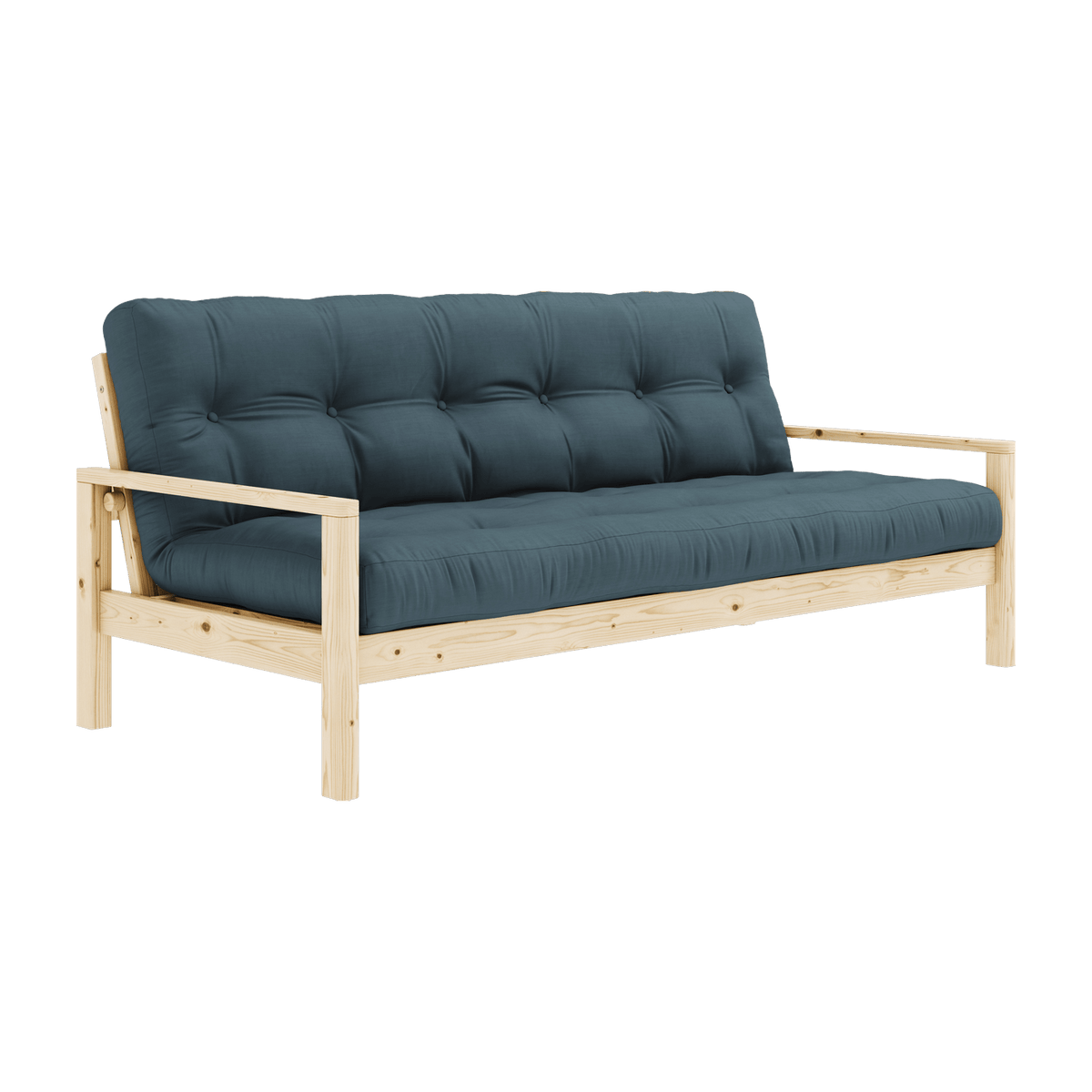 Canapé-lit en bois clair et tissu bleu pétrol Knob - Karup Design - The Cool Republic