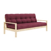 Canapé-lit en bois clair et tissu bordeaux Knob - Karup Design - The Cool Republic