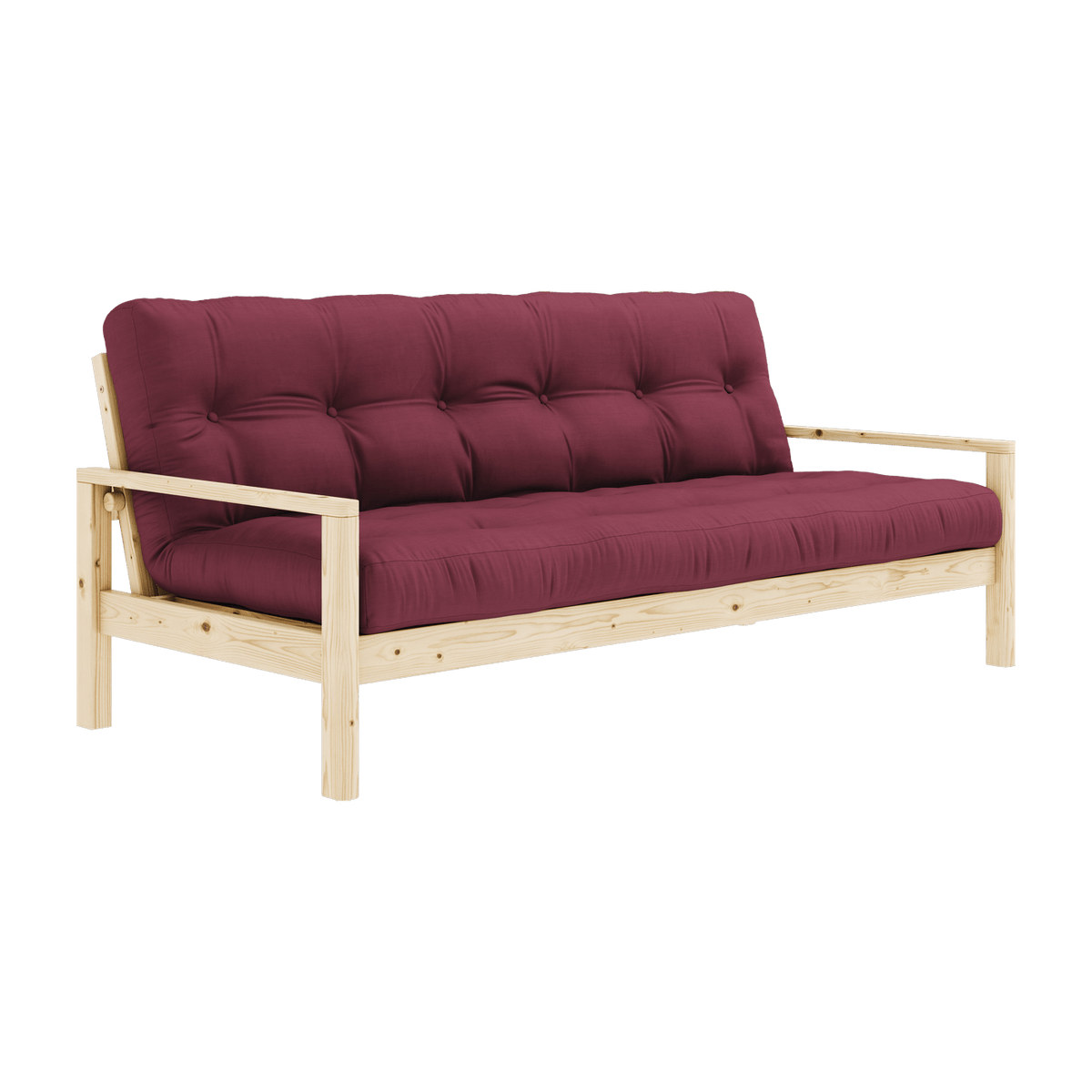 Canapé-lit en bois clair et tissu bordeaux Knob - Karup Design - The Cool Republic